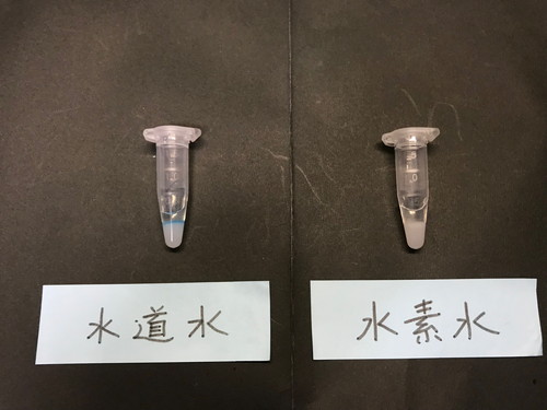 水素水と水道水の検査結果を並べた画像